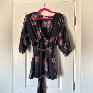 Maternity Floral navy and Pink Wrap Dress